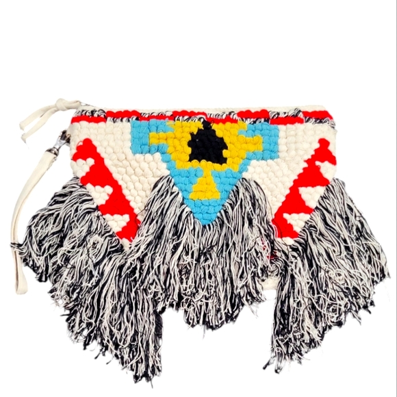 Lovestitch Tribal Boho Fringe Clutch Handbag - Picture 1 of 4